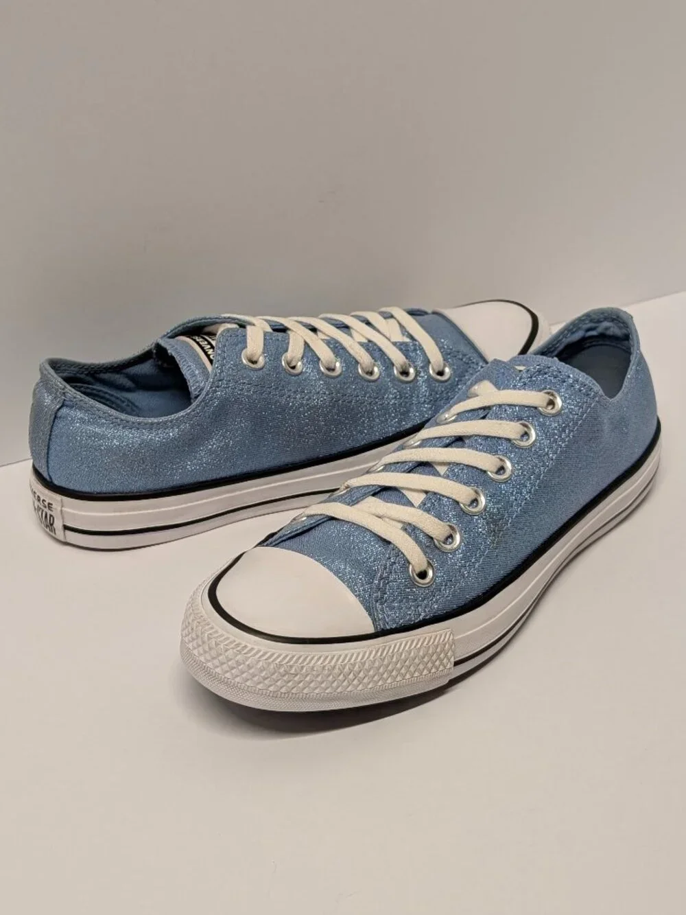 Converse All Star Shimmery Metallic Blue Low Top Sneakers
